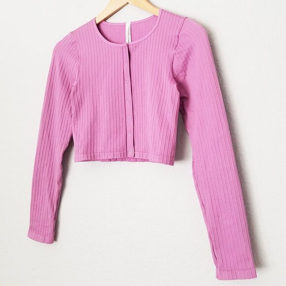 By Anthropologie Seamless Long Sleeves Snap Front Crop Top Cardigan Size XXS/XS - Picture 5 of 16